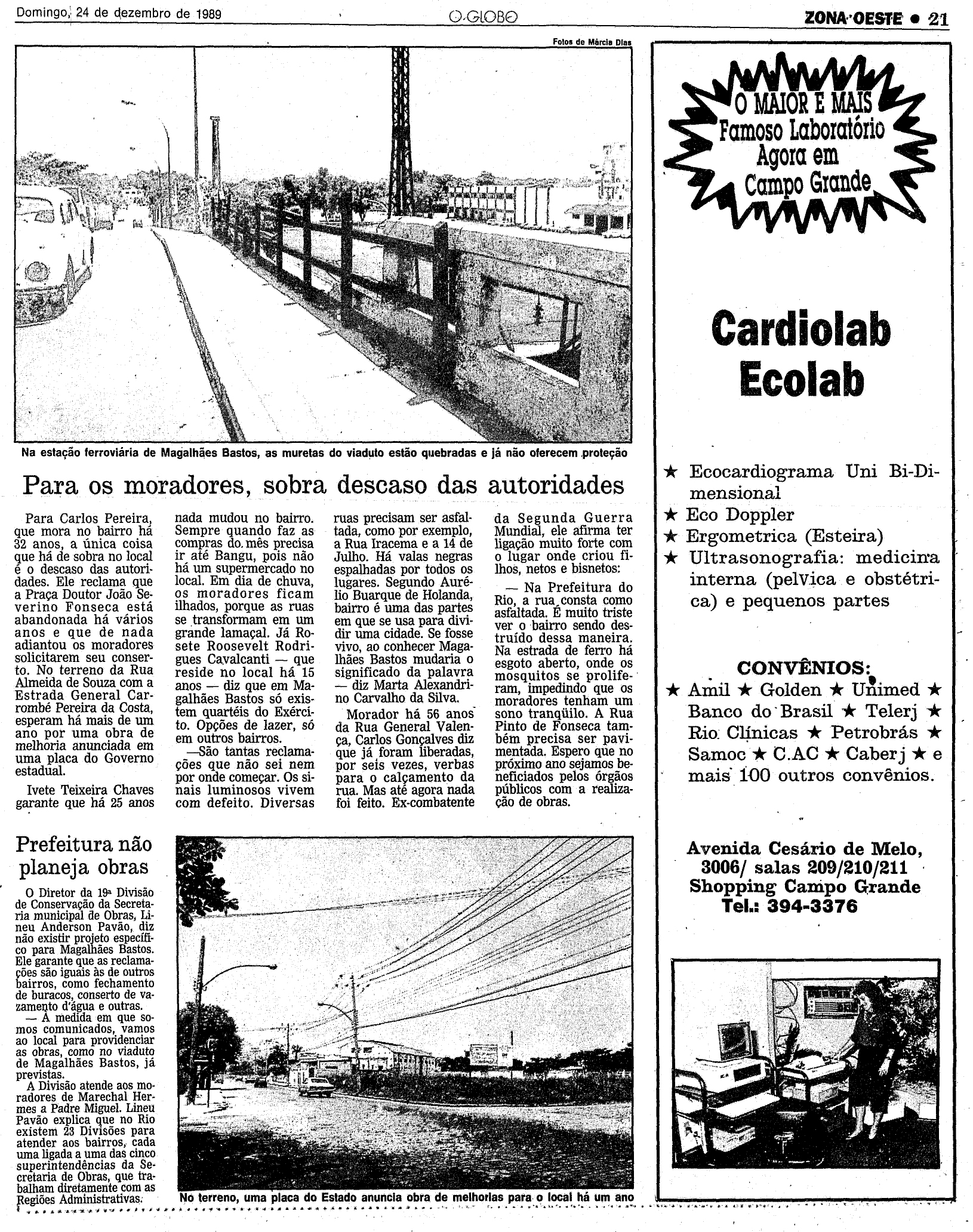 Registro fotográfico da estação ferroviária de Magalhães Bastos em 1989